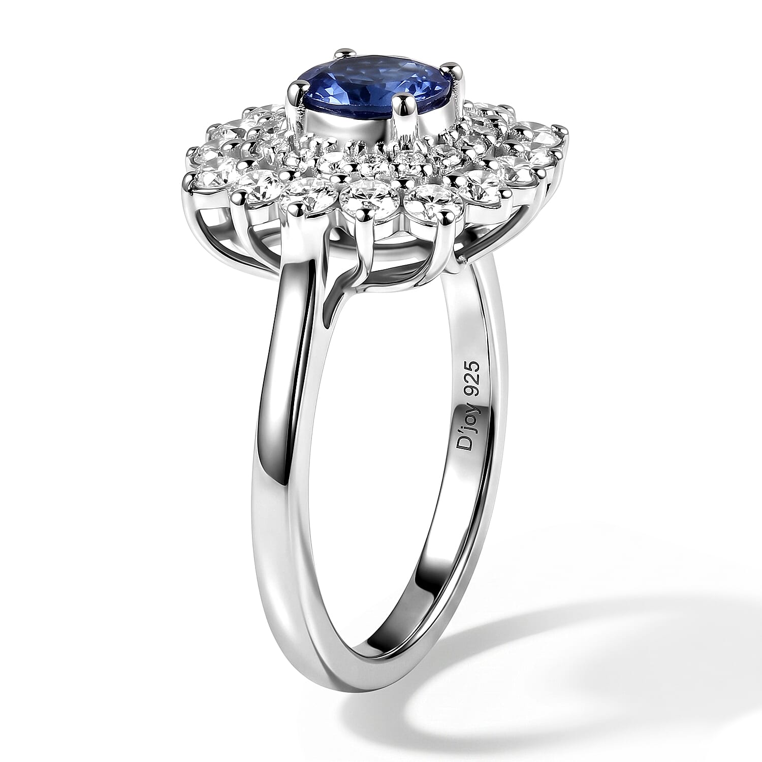 Certified & Appraised D'Joy Premium Tanzanite and Moissanite 1.75 ctw Ring in Rhodium Over Sterling Silver (Size 6.0)