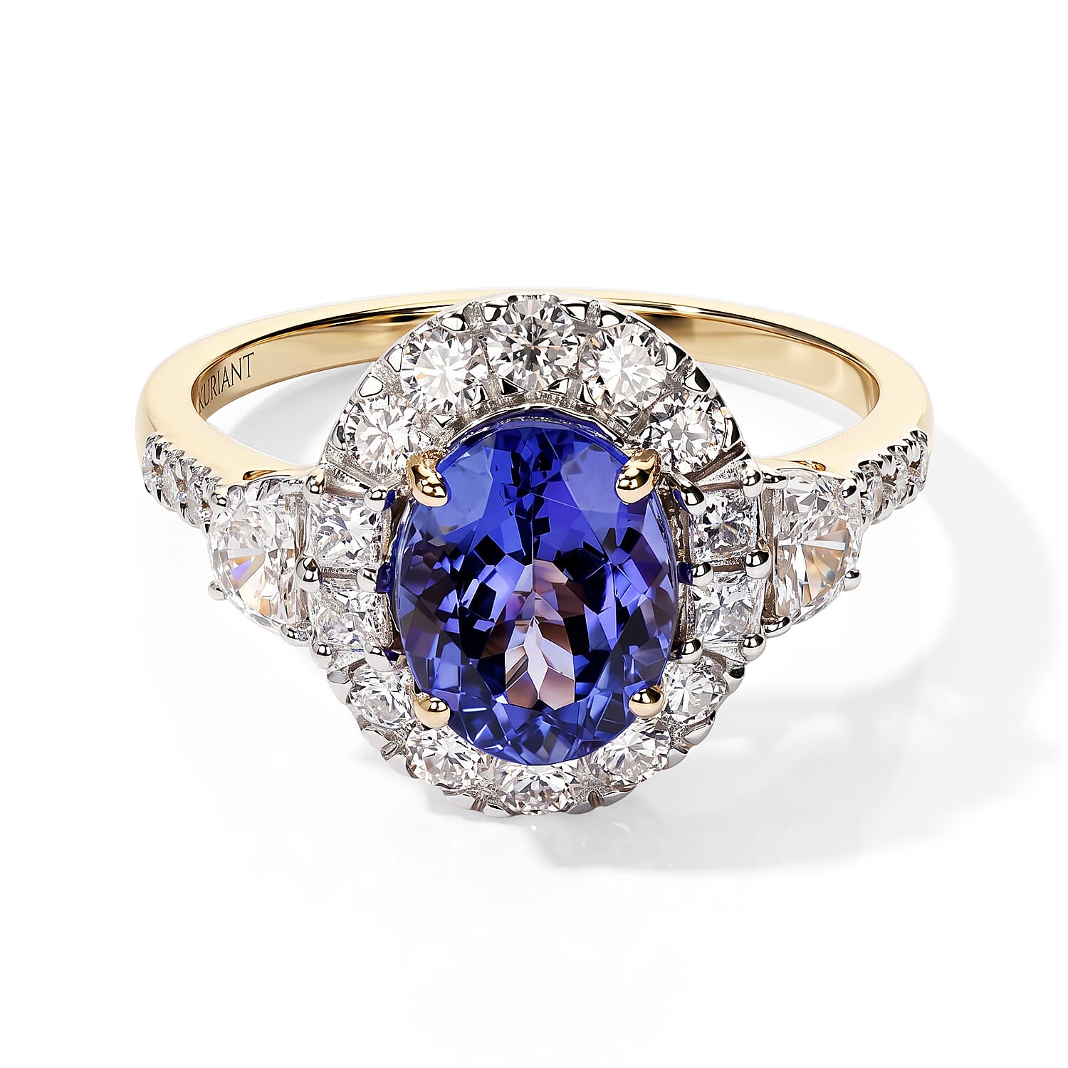 Certified & Appraised AAA Tanzanite and Luxuriant Lab Grown Diamond G-H SI 3.15 ctw Ring in 10K Yellow Gold (Size 6.0)