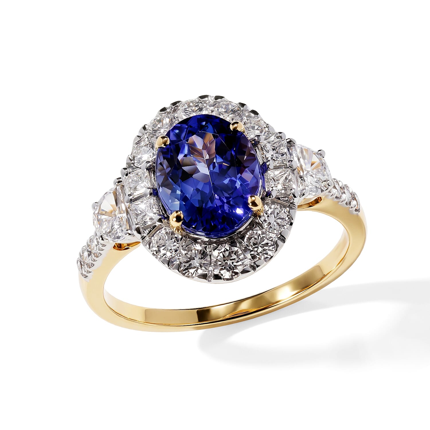 Certified & Appraised AAA Tanzanite and Luxuriant Lab Grown Diamond G-H SI 3.15 ctw Ring in 10K Yellow Gold (Size 6.0)