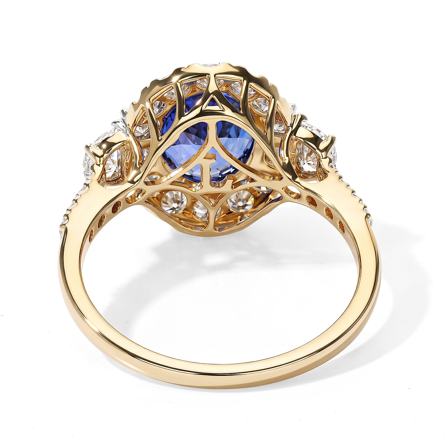 Certified & Appraised AAA Tanzanite and Luxuriant Lab Grown Diamond G-H SI 3.15 ctw Ring in 10K Yellow Gold (Size 6.0)