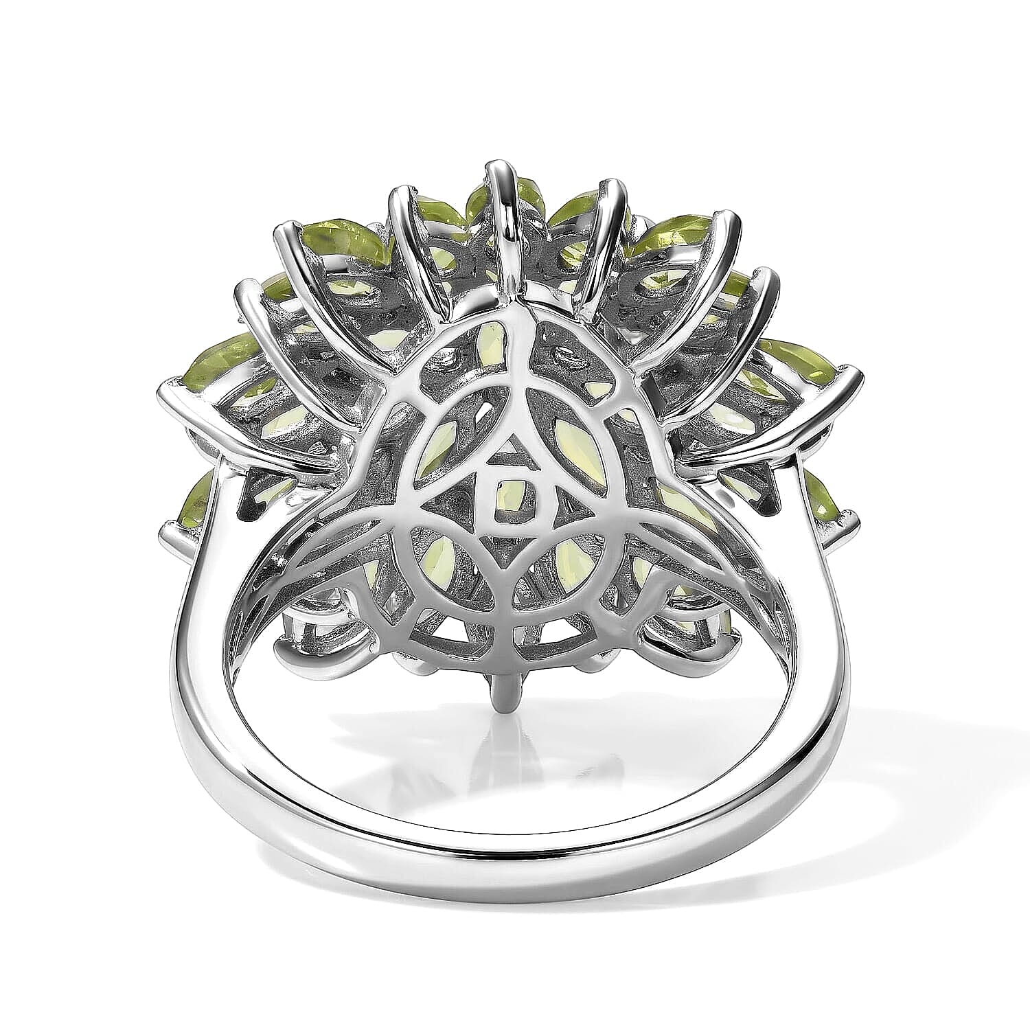 D'Joy Premium Hebei Peridot Ring in Rhodium Over Sterling Silver (Size 6.0) 5.20 ctw