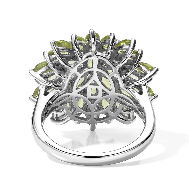 D'Joy Premium Hebei Peridot Ring in Rhodium Over Sterling Silver (Size 6.0) 5.20 ctw