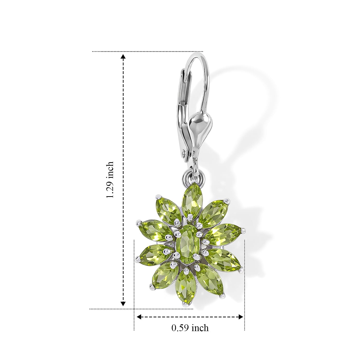 D'Joy Premium Hebei Peridot 3.80 ctw Earrings in Rhodium Over Sterling Silver