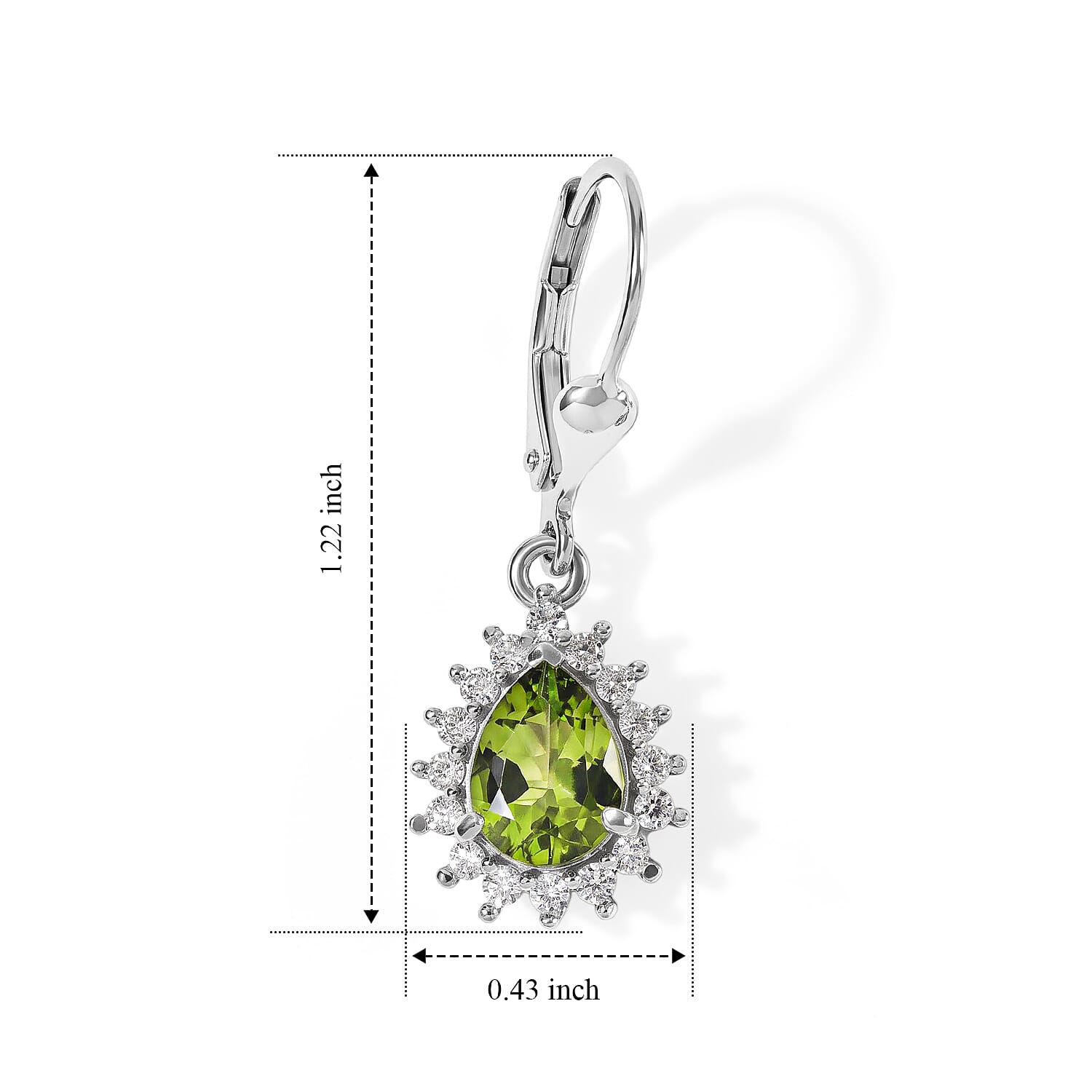 D'Joy Premium Hebei Peridot and Moissanite 2.80 ctw Earrings in Rhodium Over Sterling Silver
