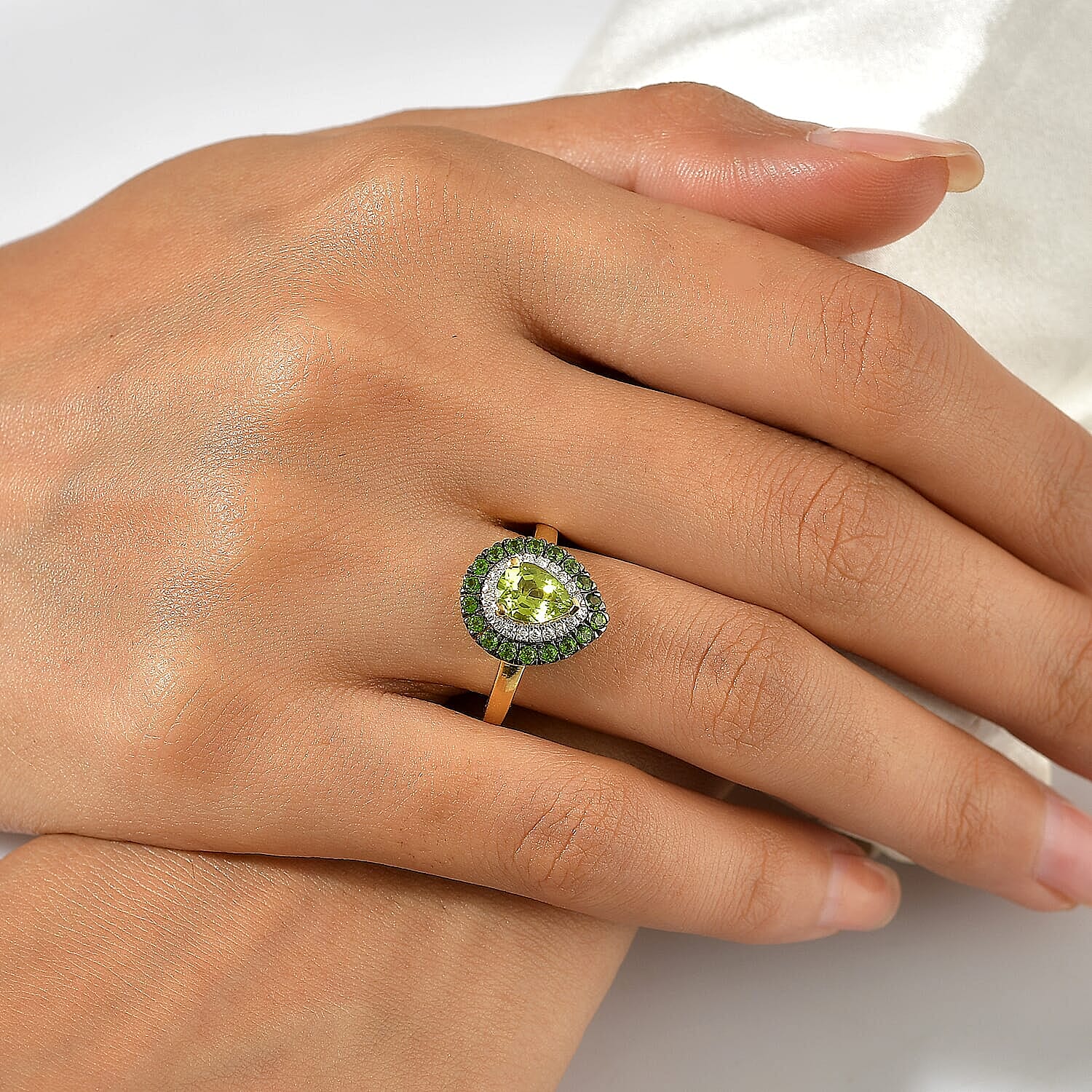 D'Joy Premium Hebei Peridot, Multi Gemstone Ring in 18K Vermeil YG Over Sterling Silver (Size 6.0) 1.80 ctw