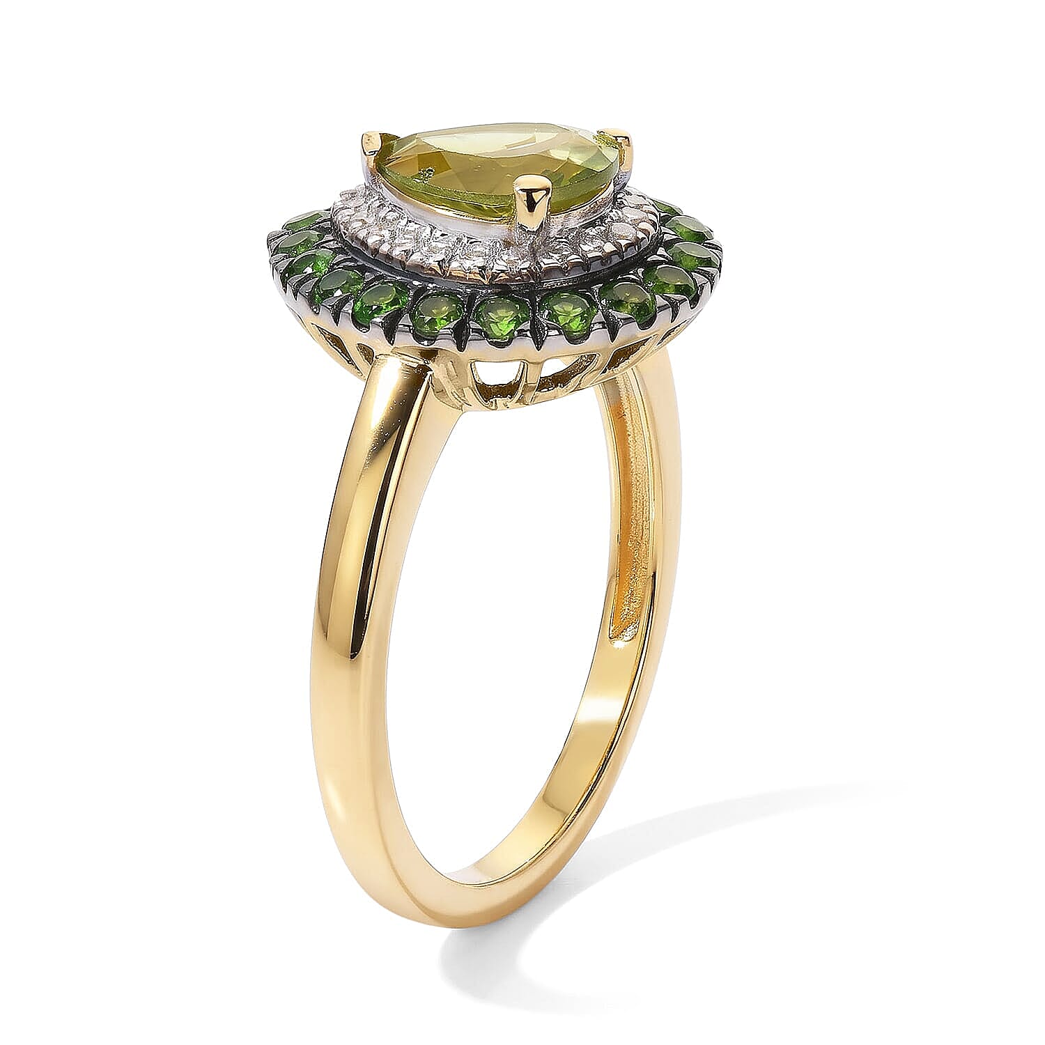 D'Joy Premium Hebei Peridot, Multi Gemstone Ring in 18K Vermeil YG Over Sterling Silver (Size 6.0) 1.80 ctw