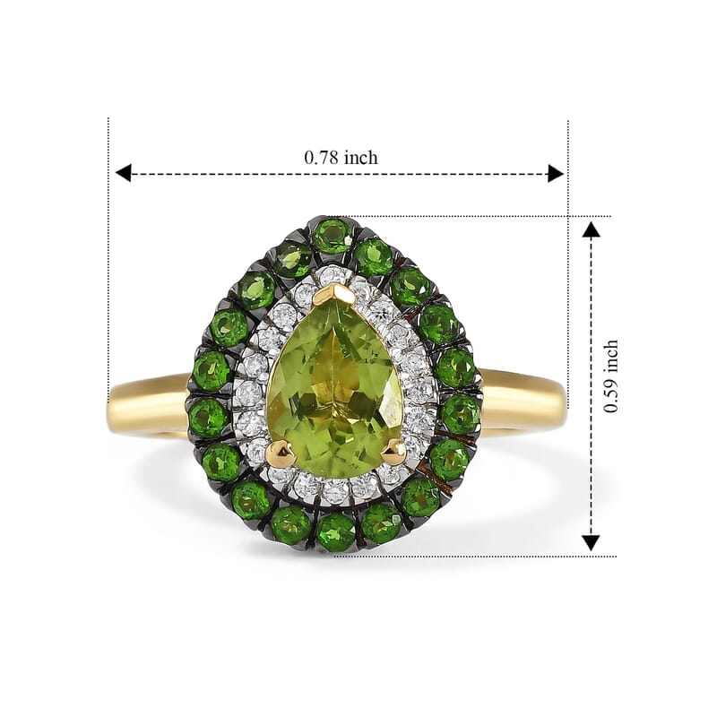 D'Joy Premium Hebei Peridot, Multi Gemstone Ring in 18K Vermeil YG Over Sterling Silver (Size 6.0) 1.80 ctw
