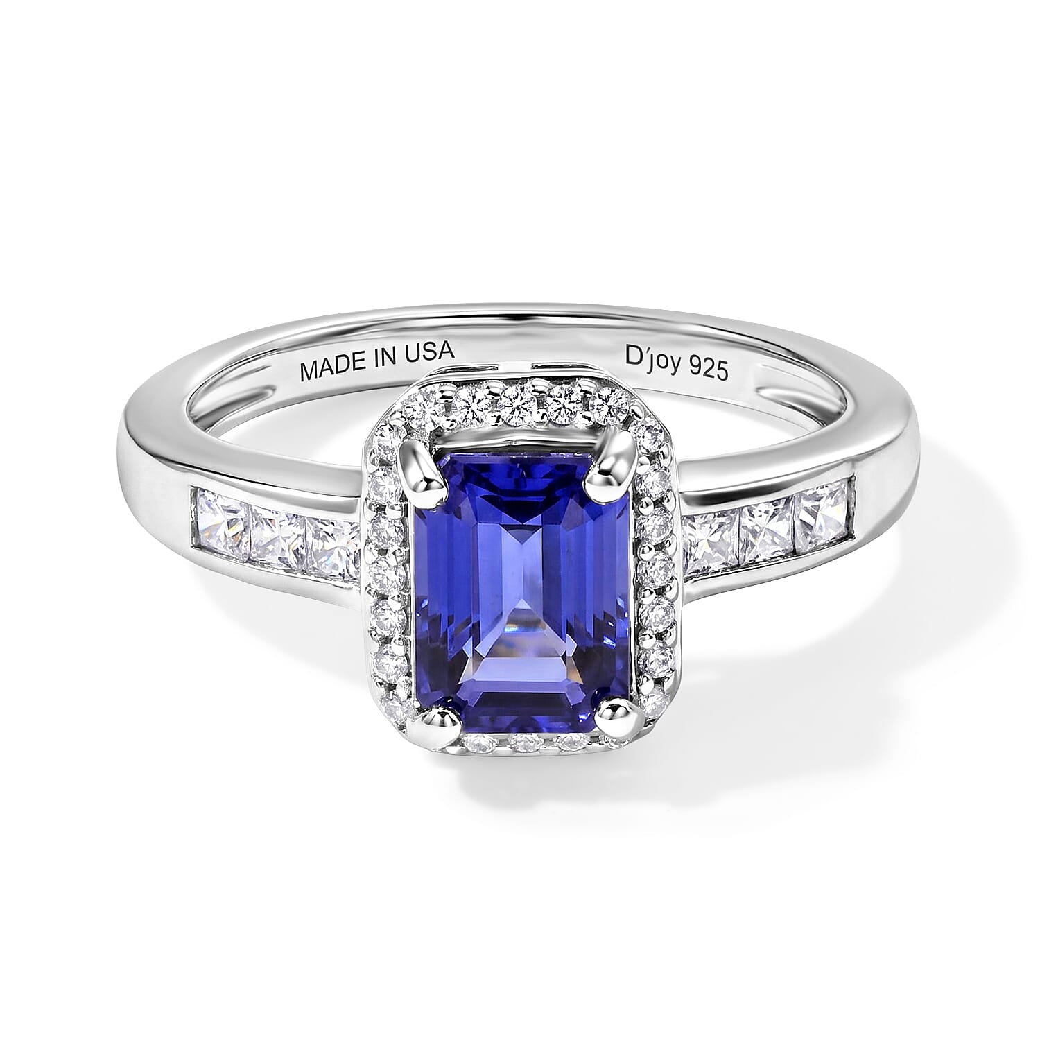 D'Joy Premium Tanzanite and Moissanite 2.10 ctw Starlit Heirloom Ring in Rhodium Over Sterling Silver (Size 7.0)