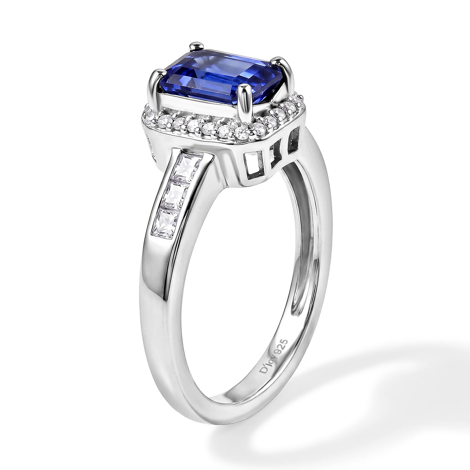 D'Joy Premium Tanzanite and Moissanite 2.10 ctw Starlit Heirloom Ring in Rhodium Over Sterling Silver (Size 7.0)