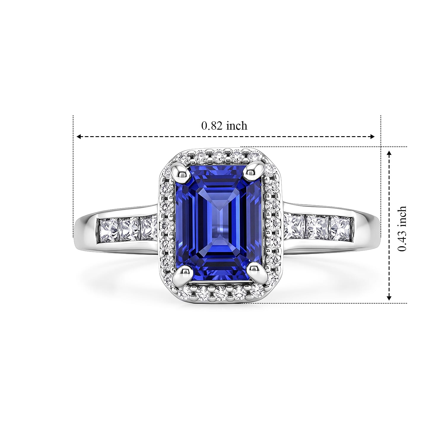 D'Joy Premium Tanzanite and Moissanite 2.10 ctw Starlit Heirloom Ring in Rhodium Over Sterling Silver (Size 7.0)