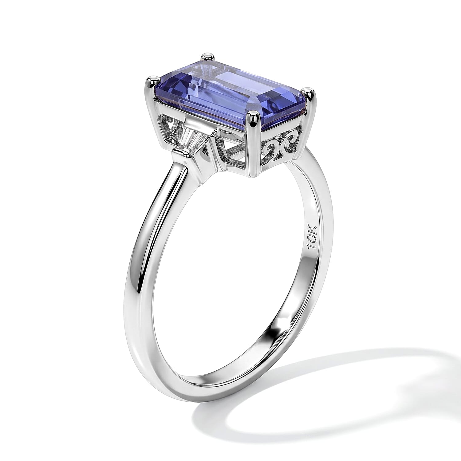Luxoro Premium Tanzanite and Diamond I2 2.50 ctw Ring in 10K White Gold (Size 7.0)