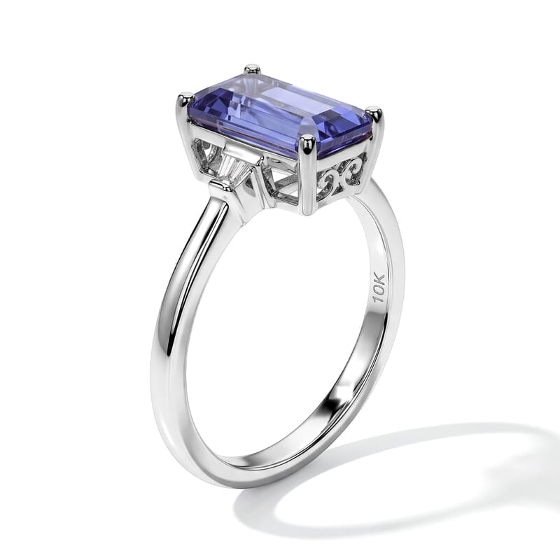Luxoro Premium Tanzanite and Diamond I2 2.50 ctw Ring in 10K White Gold (Size 7.0)