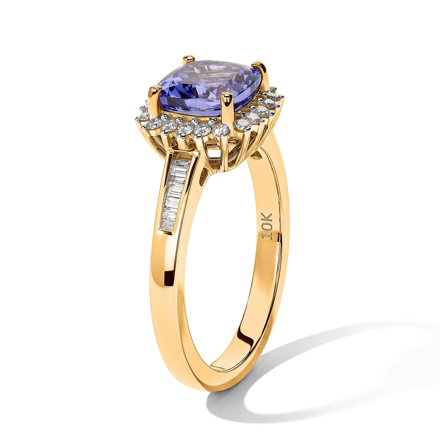 Luxoro Premium Tanzanite and Diamond I2 2.50 ctw Victorian Vintage Ring in 10K Yellow Gold (Size 7.0)