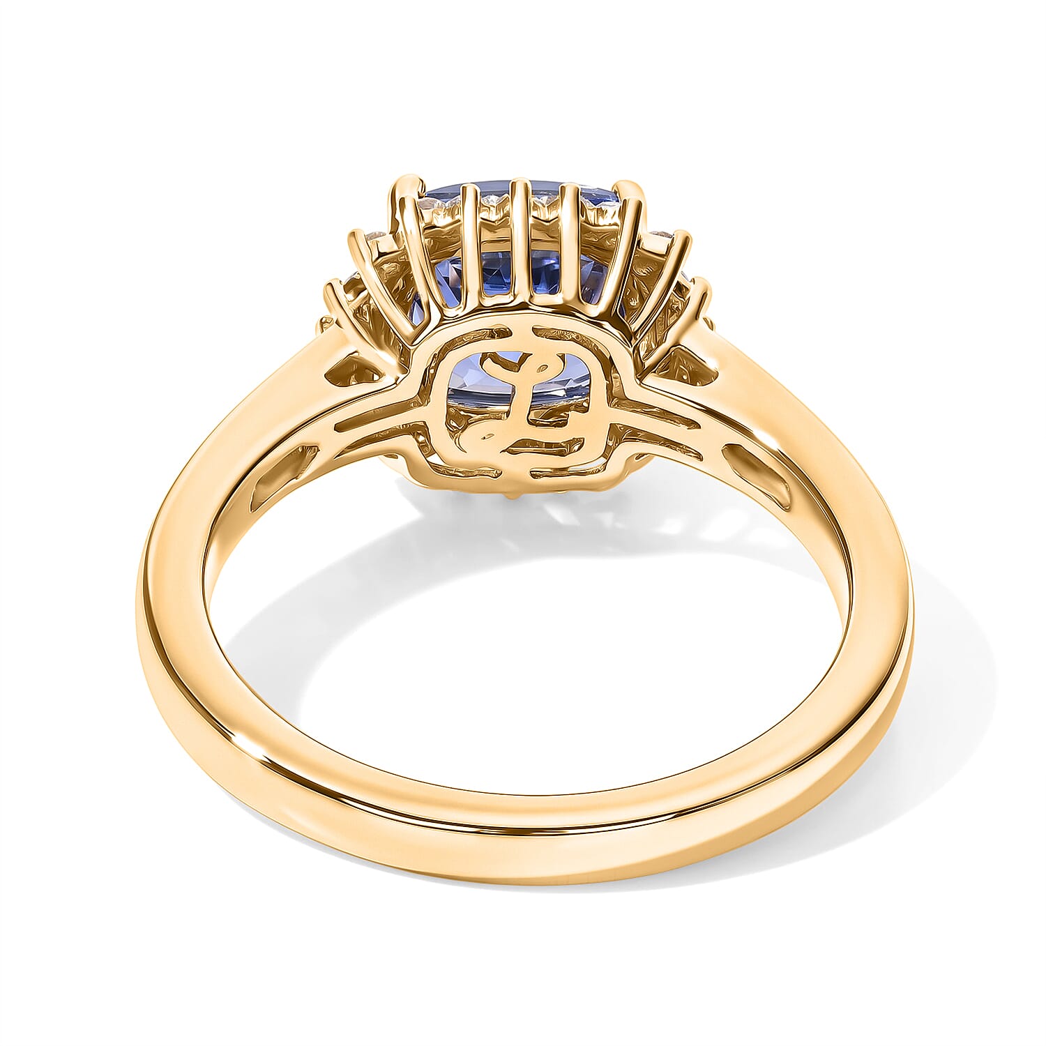 Luxoro Premium Tanzanite and Diamond I2 2.50 ctw Victorian Vintage Ring in 10K Yellow Gold (Size 7.0)
