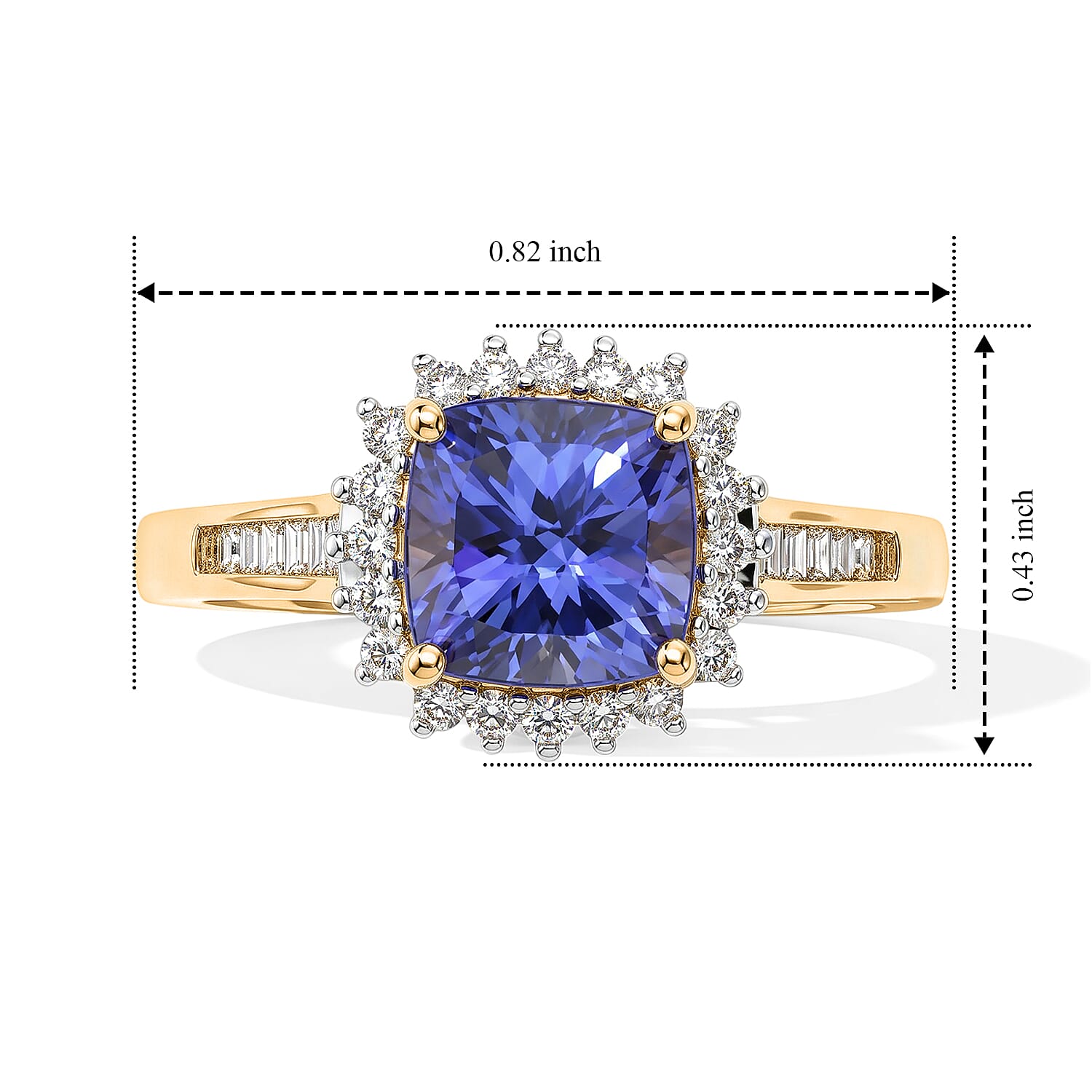 Luxoro Premium Tanzanite and Diamond I2 2.50 ctw Victorian Vintage Ring in 10K Yellow Gold (Size 7.0)