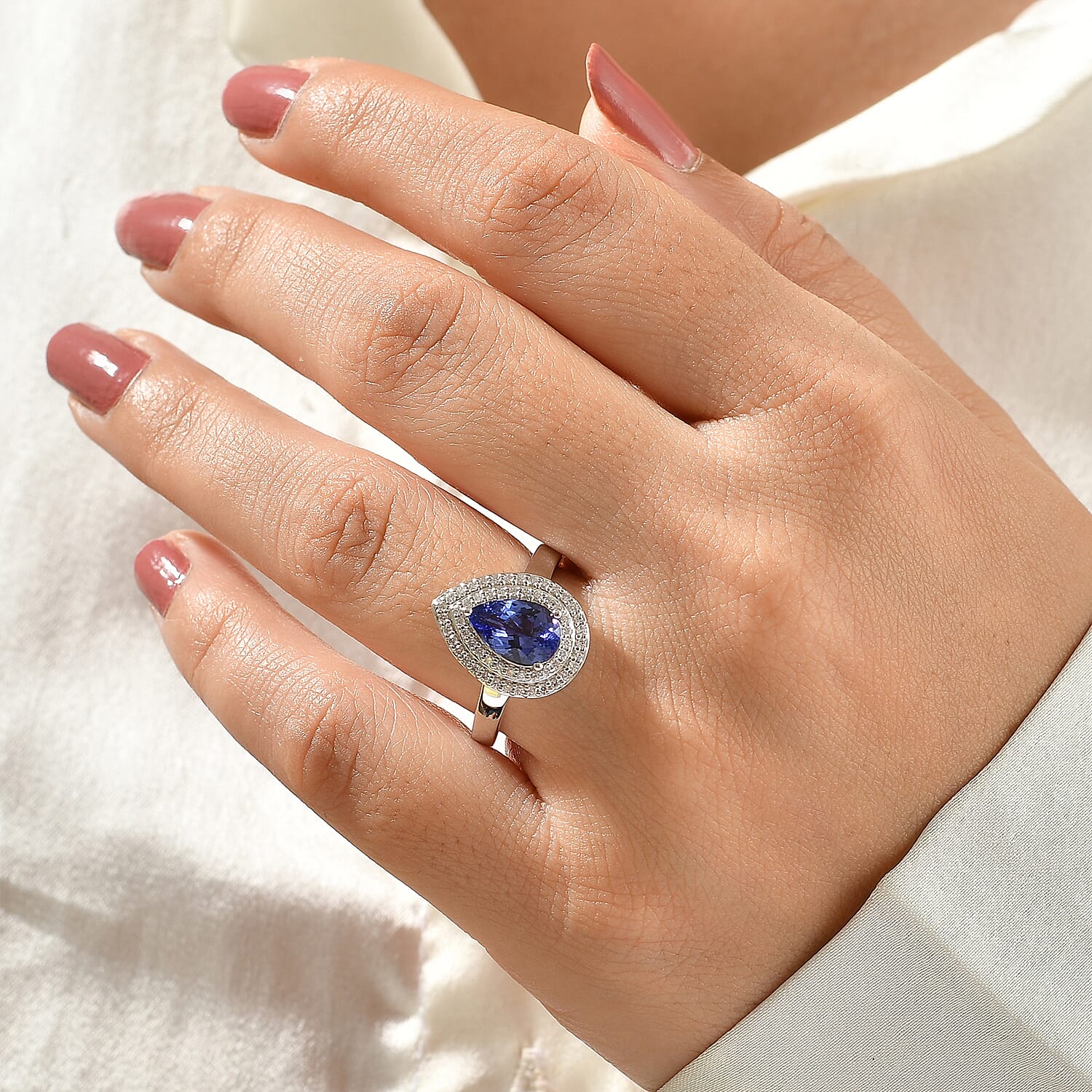 Luxoro Premium Tanzanite and Diamond I2 2.00 ctw Double Halo Ring in 10K White Gold (Size 8.0) 4.60 Grams
