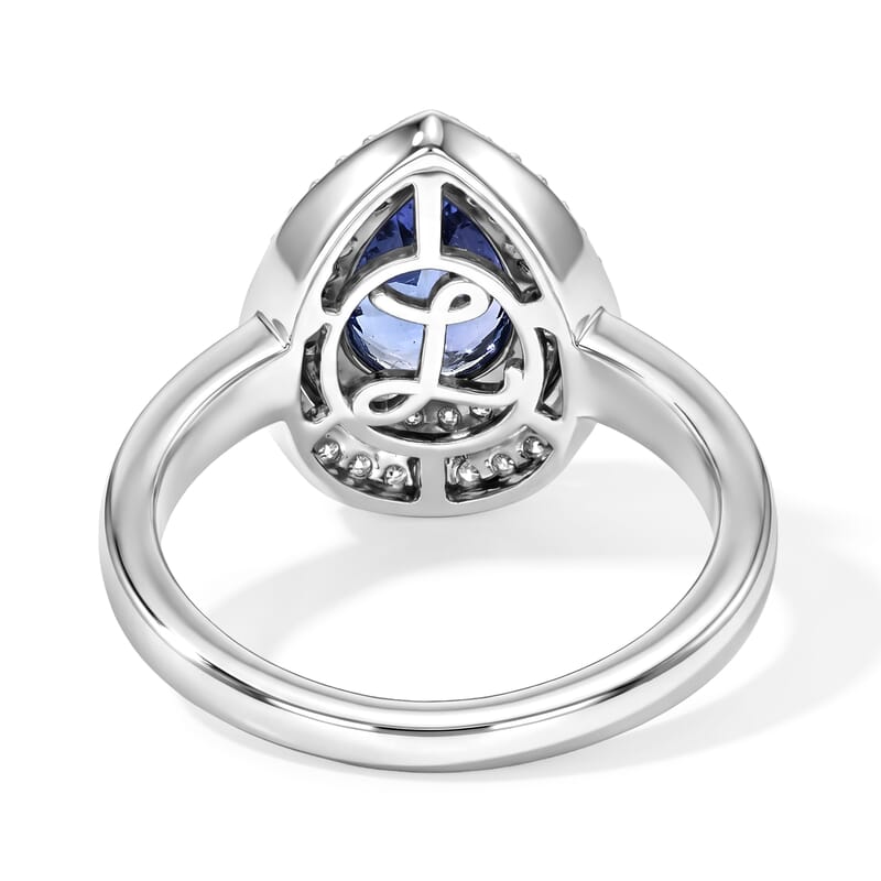 Luxoro Premium Tanzanite and Diamond I2 2.00 ctw Double Halo Ring in 10K White Gold (Size 8.0) 4.60 Grams