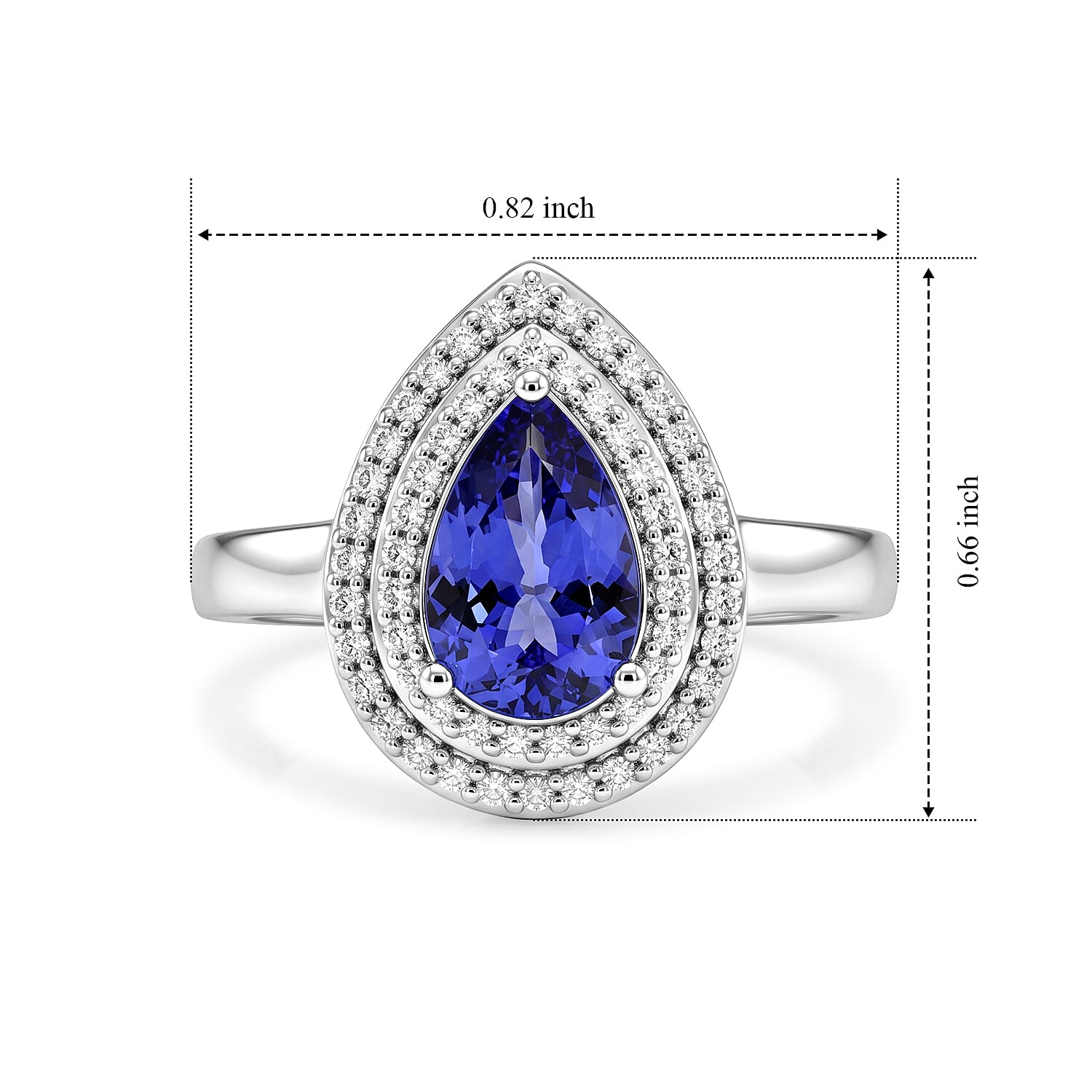 Luxoro Premium Tanzanite and Diamond I2 2.00 ctw Double Halo Ring in 10K White Gold (Size 8.0) 4.60 Grams