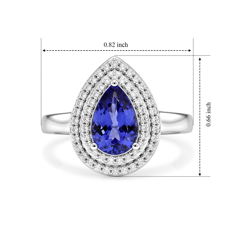 Luxoro Premium Tanzanite and Diamond I2 2.00 ctw Double Halo Ring in 10K White Gold (Size 8.0) 4.60 Grams