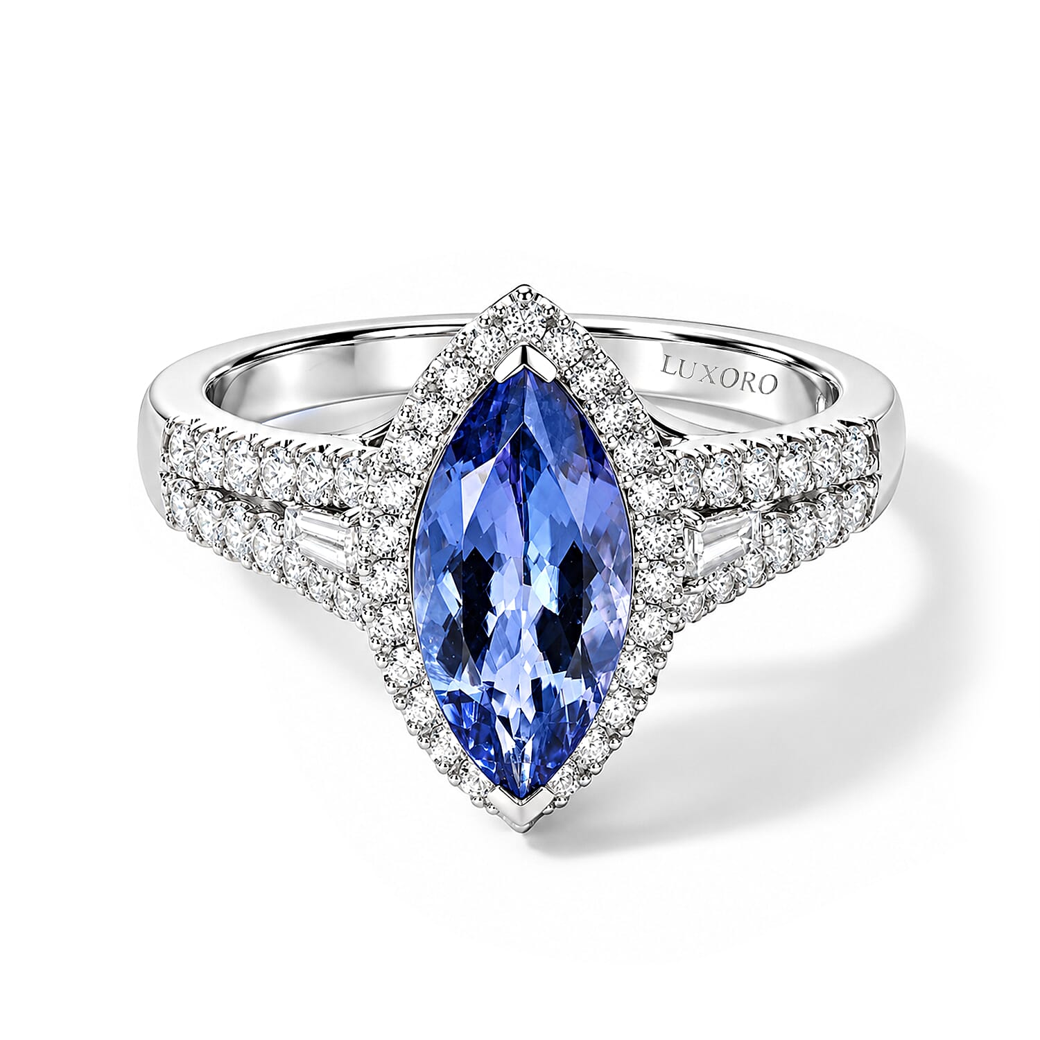 Luxoro Premium Tanzanite and Diamond I2 2.75 ctw Vintage Elegance Ring in 10K White Gold (Size 7.0)