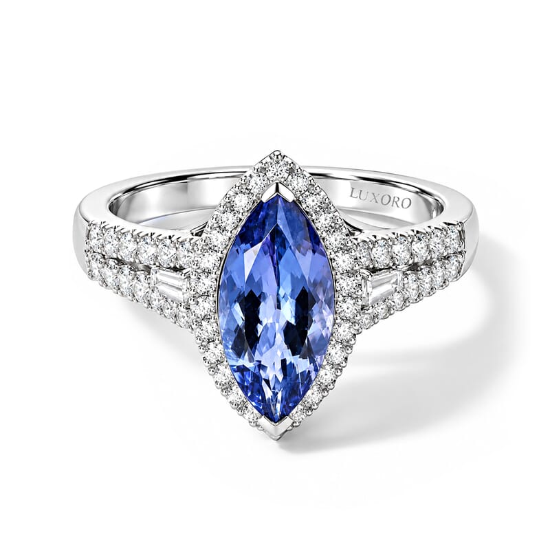 Luxoro Premium Tanzanite and Diamond I2 2.75 ctw Vintage Elegance Ring in 10K White Gold (Size 7.0)