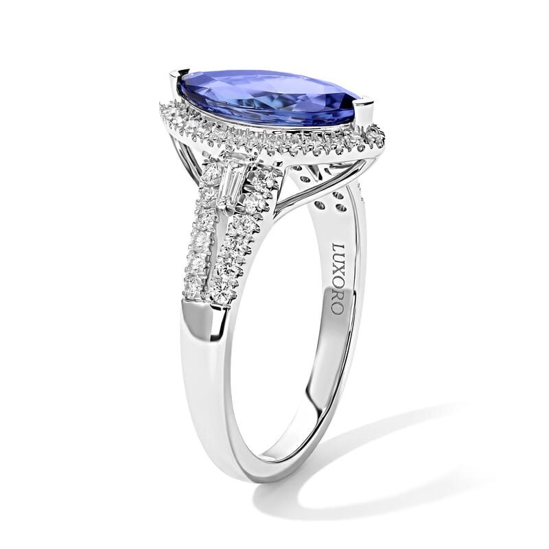 Luxoro Premium Tanzanite and Diamond I2 2.75 ctw Vintage Elegance Ring in 10K White Gold (Size 7.0)