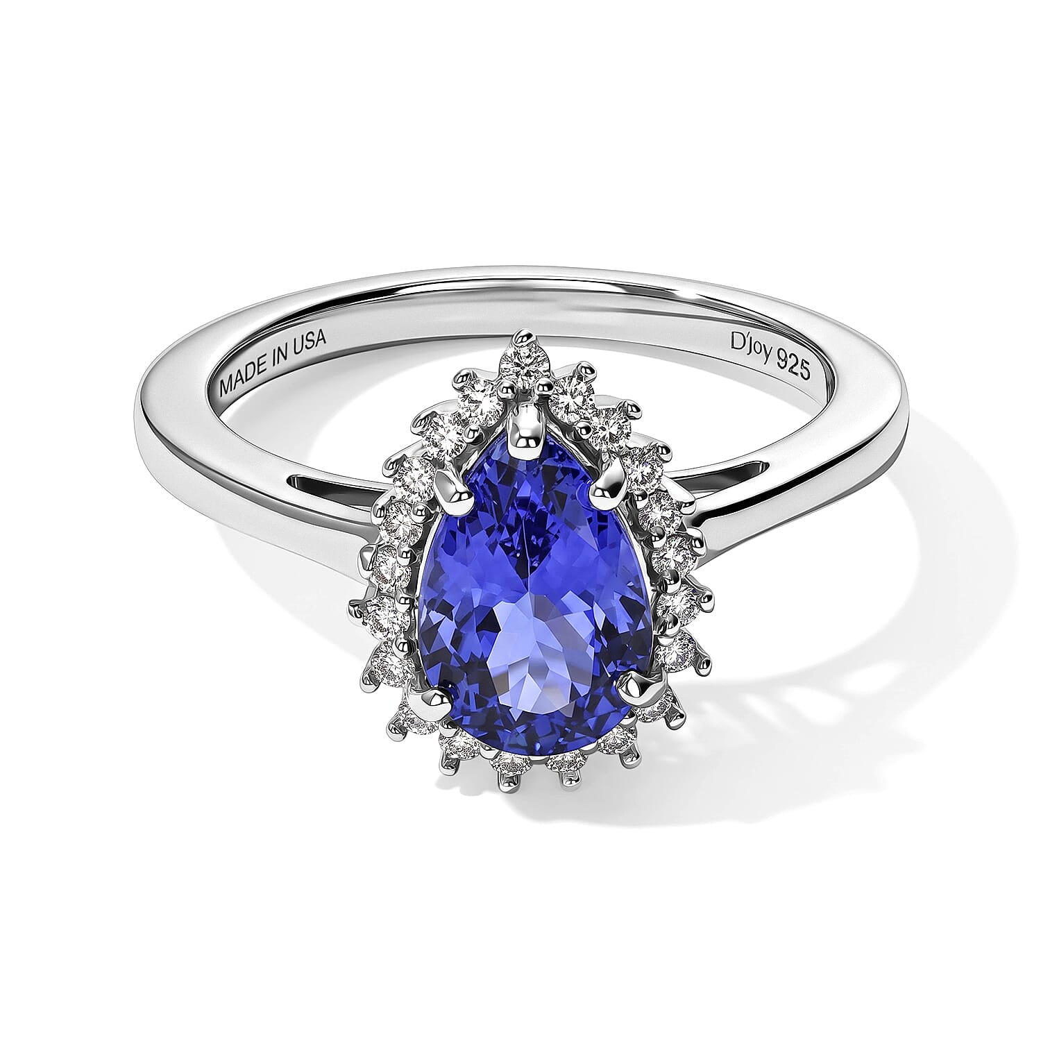 D'Joy Premium Tanzanite and Moissanite 1.65 ctw Ring in Rhodium Over Sterling Silver (Size 6.0)