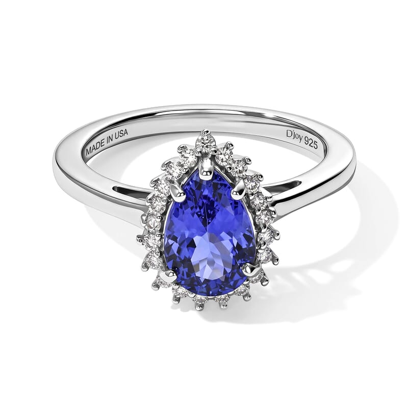 D'Joy Premium Tanzanite and Moissanite 1.65 ctw Ring in Rhodium Over Sterling Silver (Size 6.0)
