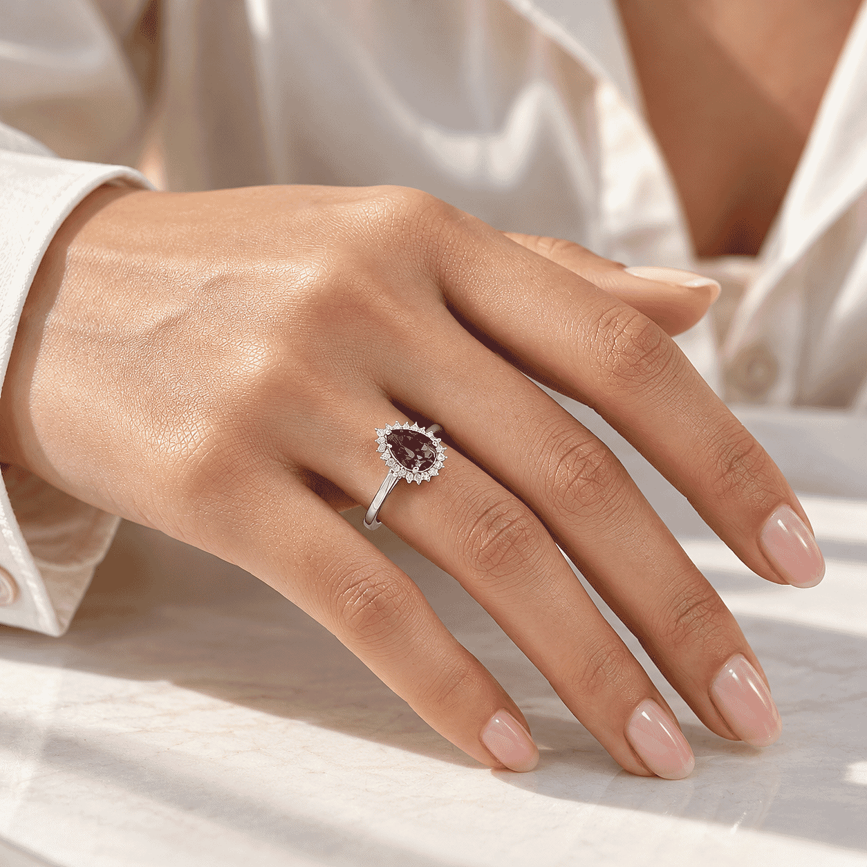 D'Joy Premium Tanzanite and Moissanite 1.65 ctw Ring in Rhodium Over Sterling Silver (Size 6.0)