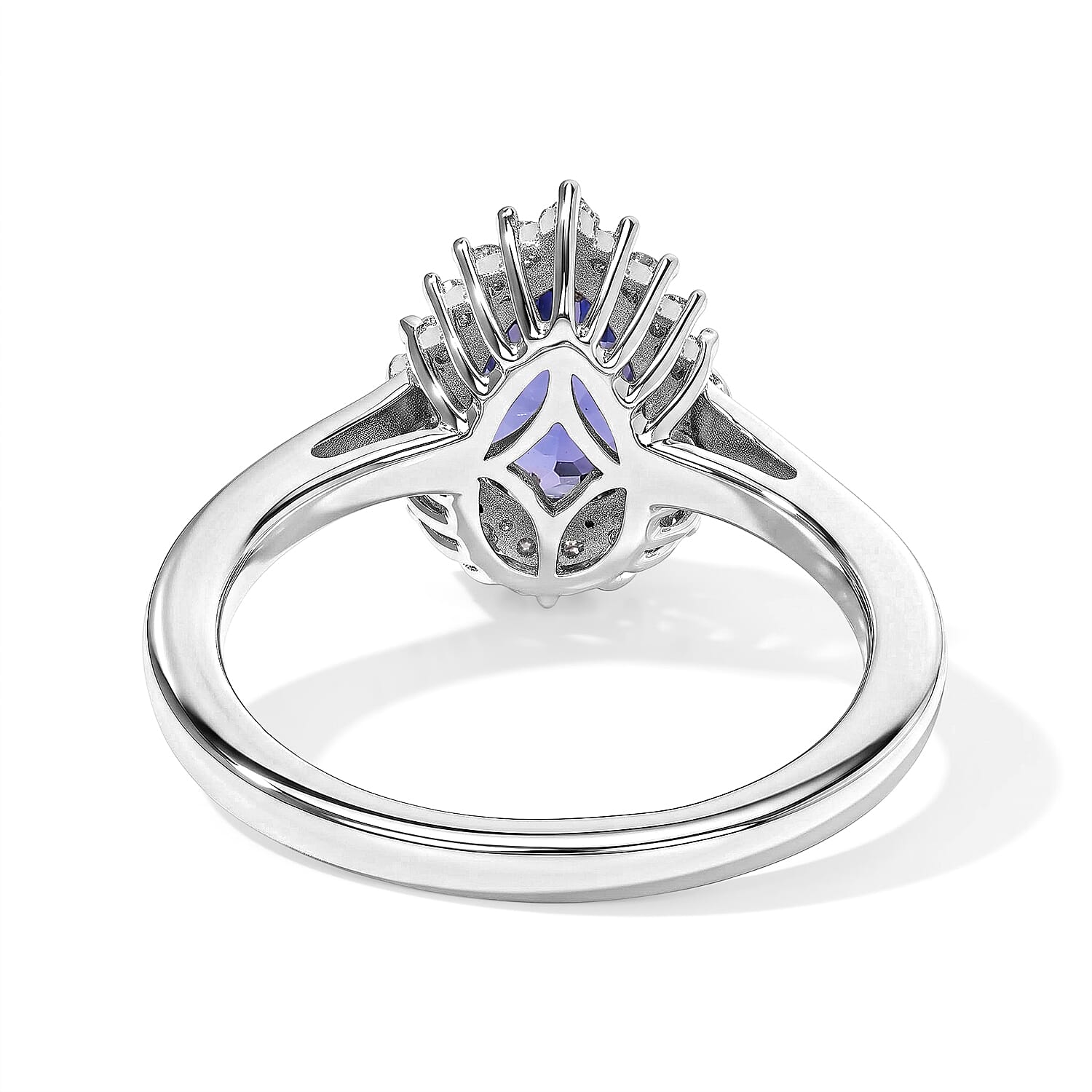 D'Joy Premium Tanzanite and Moissanite 1.65 ctw Ring in Rhodium Over Sterling Silver (Size 6.0)