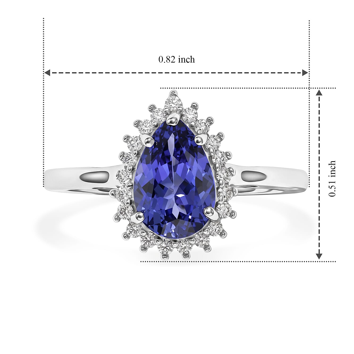 D'Joy Premium Tanzanite and Moissanite 1.65 ctw Ring in Rhodium Over Sterling Silver (Size 6.0)