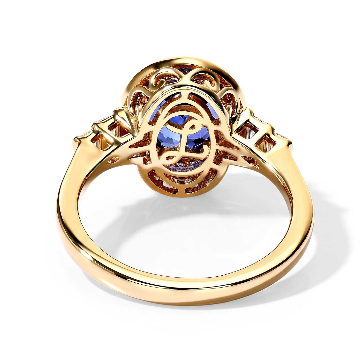 Luxoro Premium Tanzanite and Diamond I2 3.10 ctw Oval Brilliant Ring in 10K Yellow Gold (Size 6.0) 4 Grams