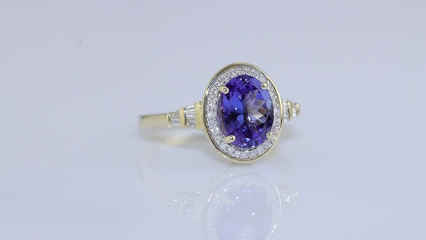 Luxoro 10K Yellow Gold Premium Tanzanite, Diamond (I2) Ring (Size 10.0) (4 g) 3.00 ctw