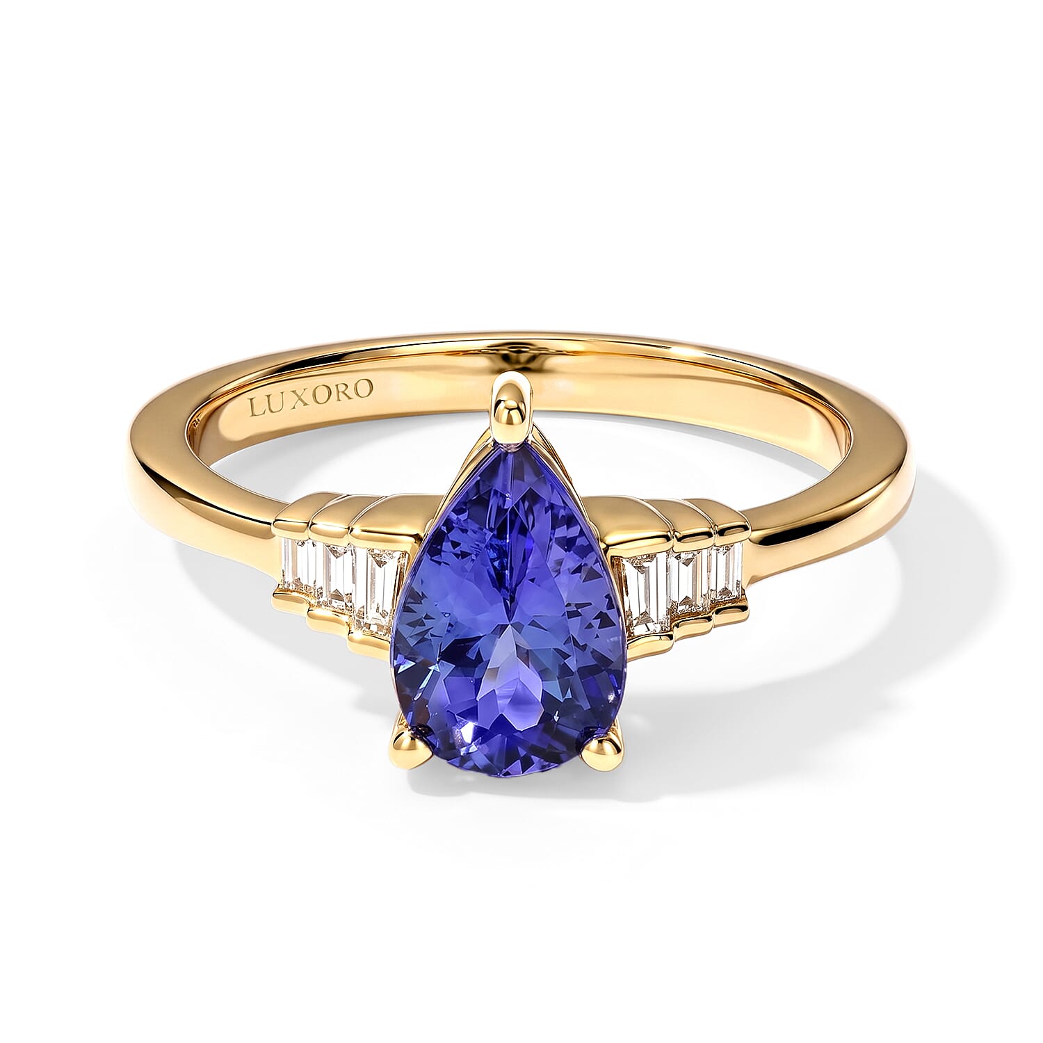 Luxoro Premium Tanzanite and Diamond I2 1.50 ctw Regal Grace Ring in 10K Yellow Gold (Size 7.0)
