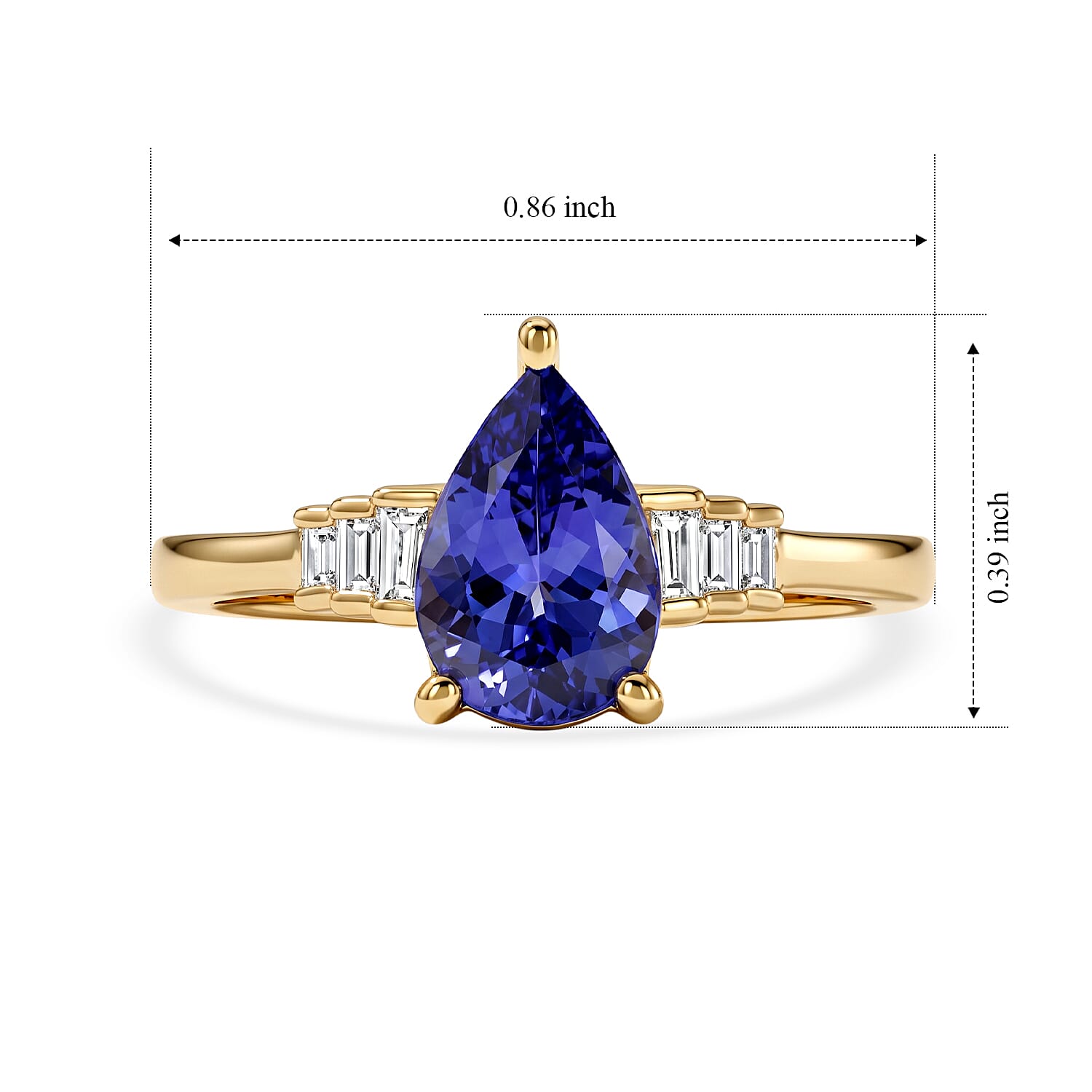 Luxoro Premium Tanzanite and Diamond I2 1.50 ctw Regal Grace Ring in 10K Yellow Gold (Size 7.0)