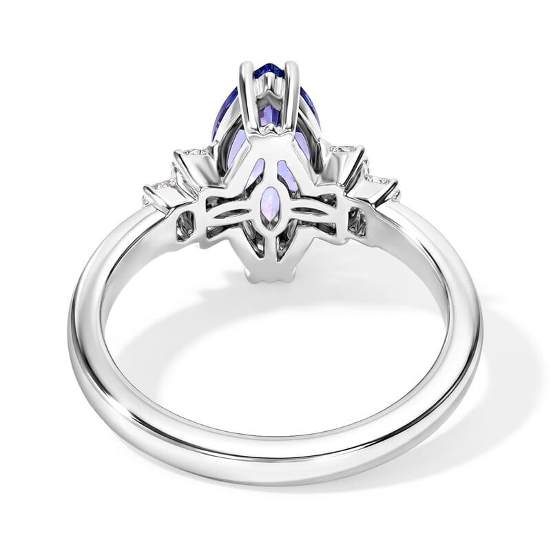 Luxoro Premium Tanzanite and Diamond I2 1.20 ctw Deco Geometry Ring in 10K White Gold (Size 7.0)