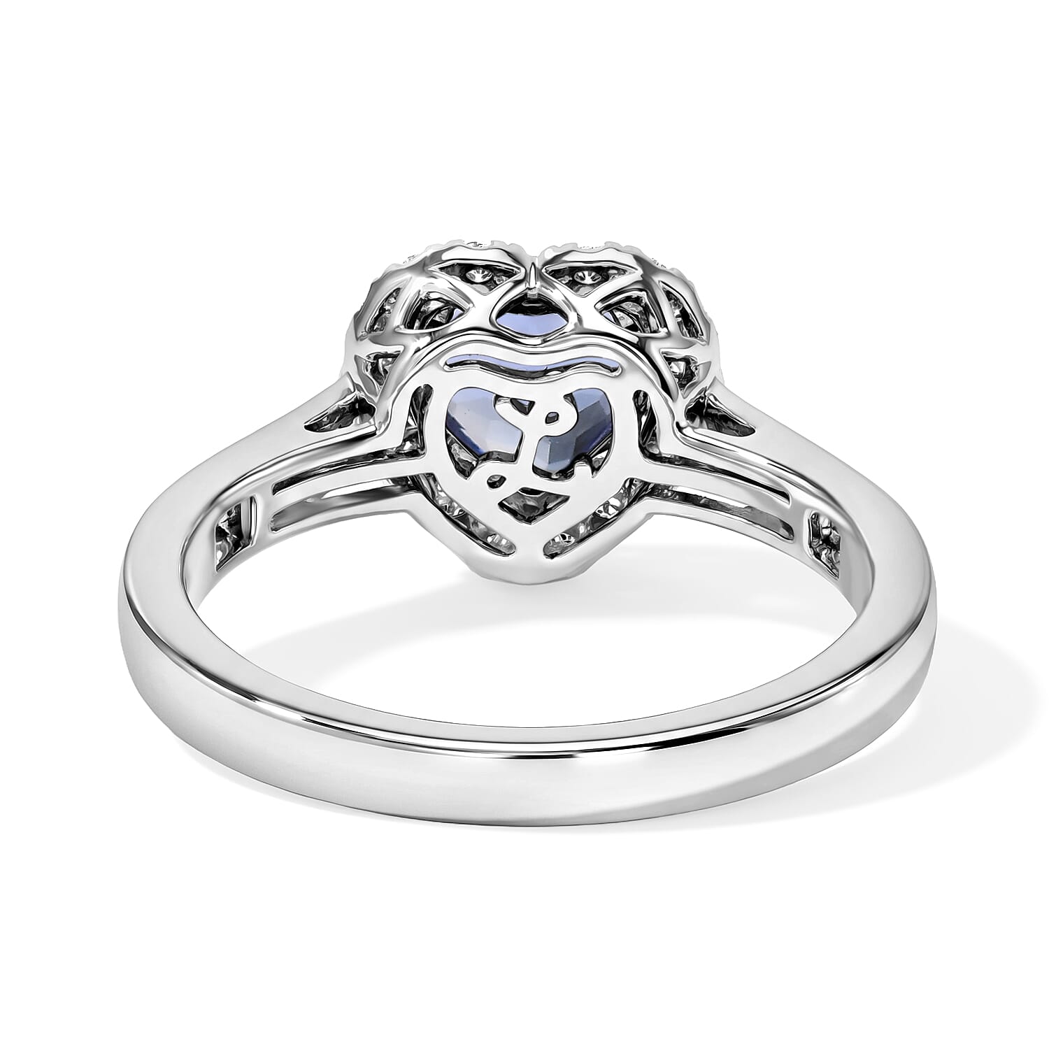 Luxoro Premium Tanzanite and Diamond I2 1.65 ctw Heart Ring in 10K White Gold (Size 7.0)