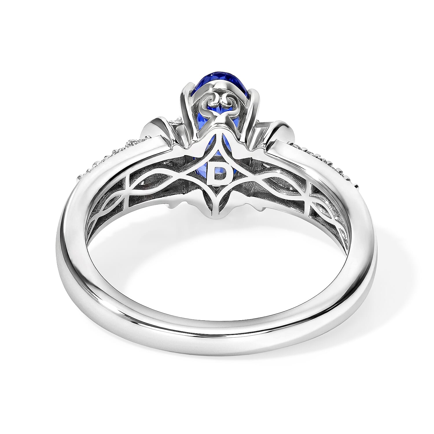 D'Joy Premium Tanzanite and Diamond 1.35 ctw Ring in Rhodium Over Sterling Silver (Size 6.0)