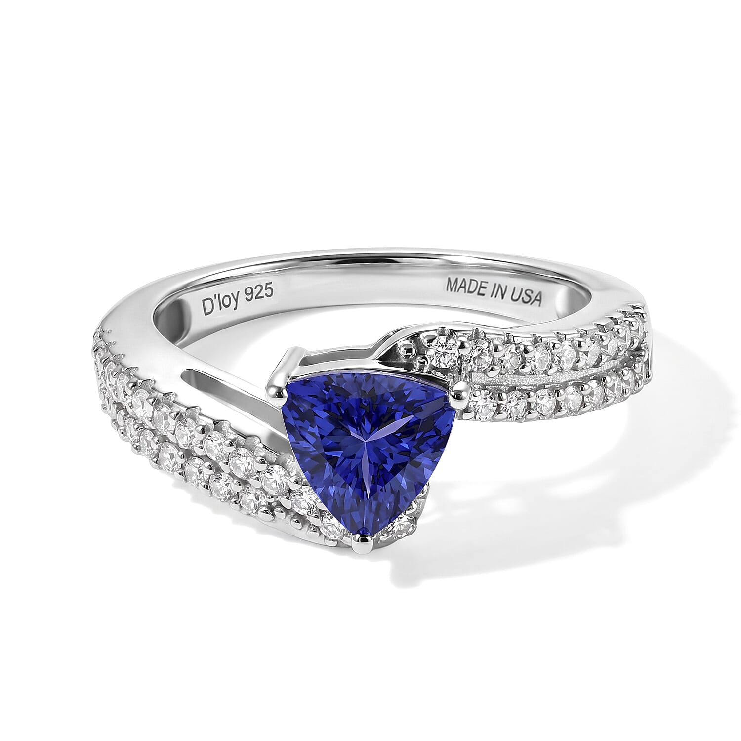 D'Joy Premium Tanzanite and Diamond 1.40 ctw Ring in Rhodium Over Sterling Silver (Size 7.0)