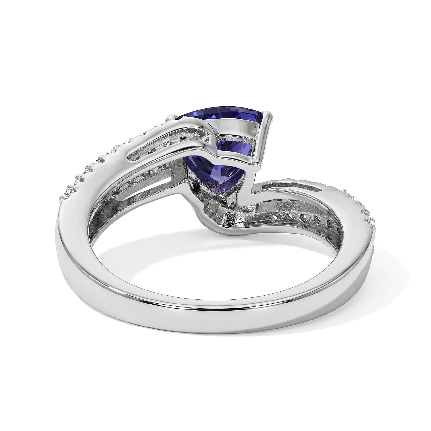 D'Joy Premium Tanzanite and Diamond 1.40 ctw Ring in Rhodium Over Sterling Silver (Size 7.0)