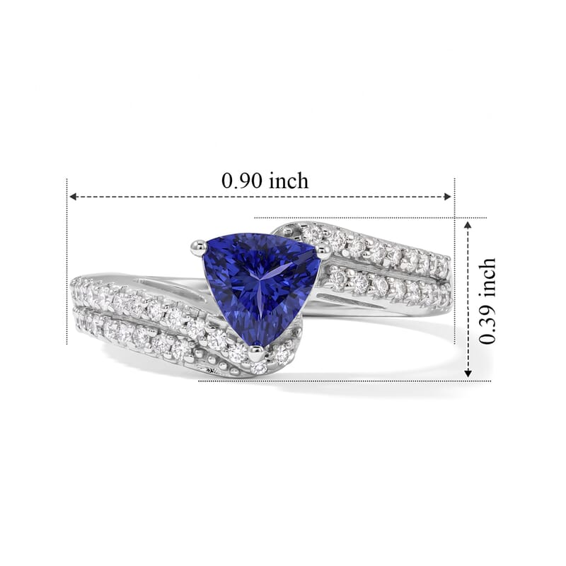 D'Joy Premium Tanzanite and Diamond 1.40 ctw Ring in Rhodium Over Sterling Silver (Size 7.0)