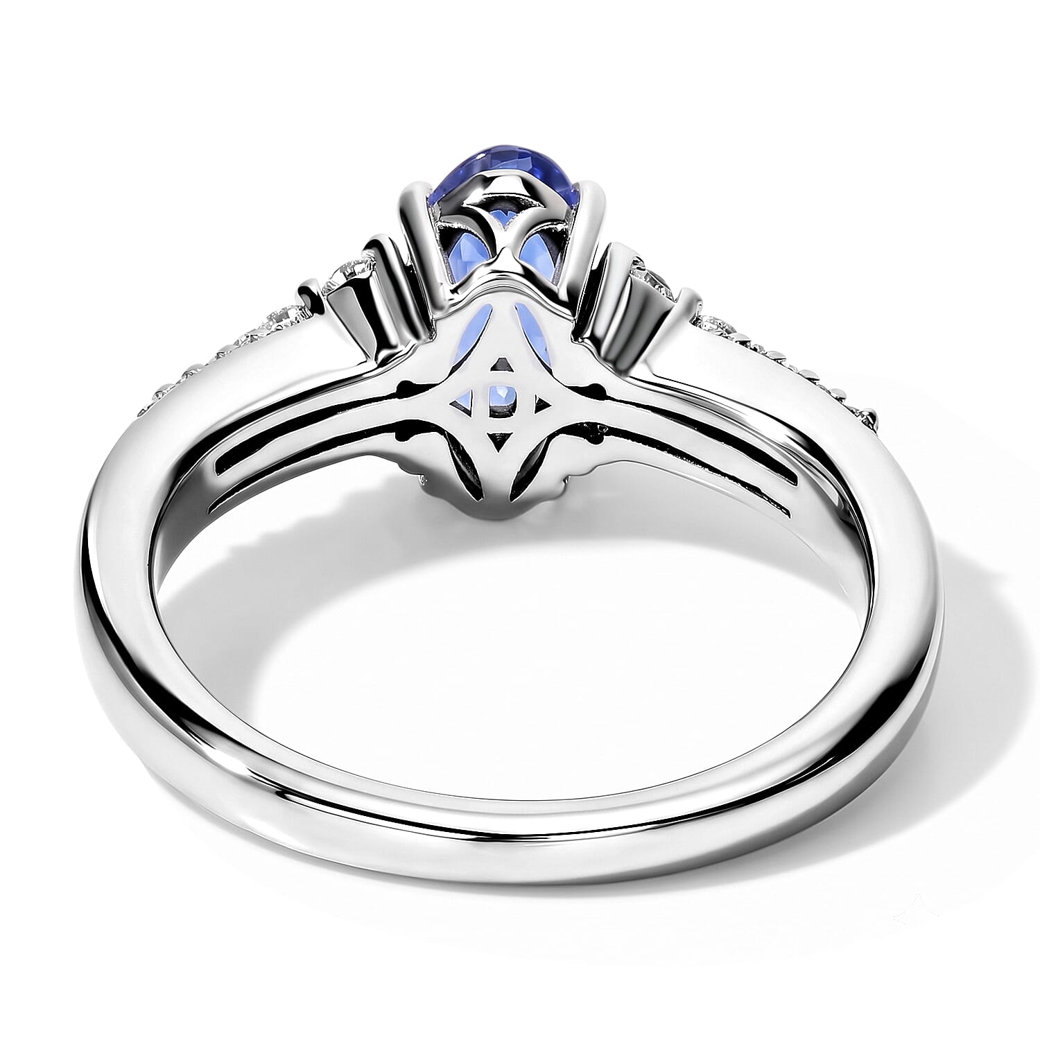 D'Joy Premium Tanzanite and Moissanite 1.15 ctw Ring in Rhodium Over Sterling Silver (Size 6.0)