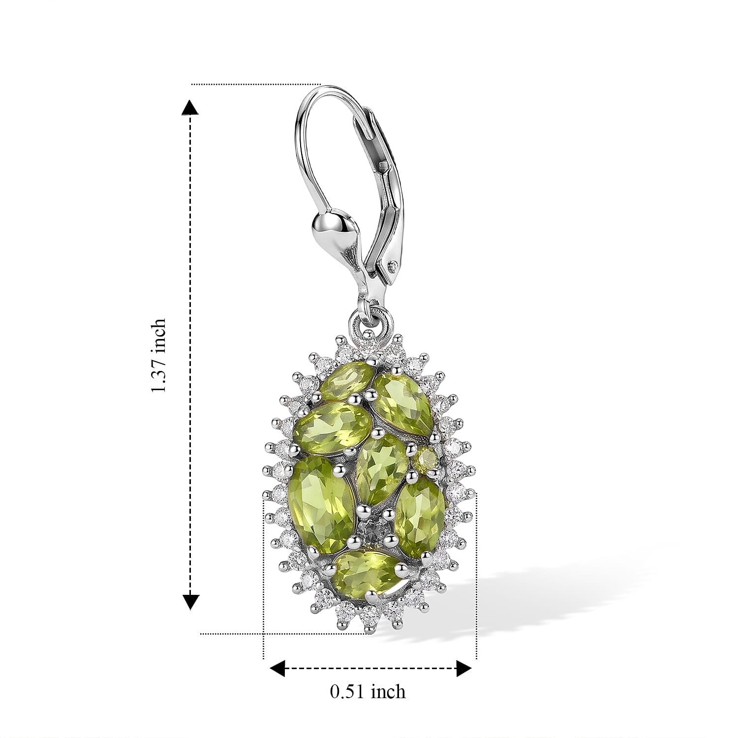 D'Joy Hebei Peridot and Moissanite 4.25 ctw Earrings in Rhodium Over Sterling Silver