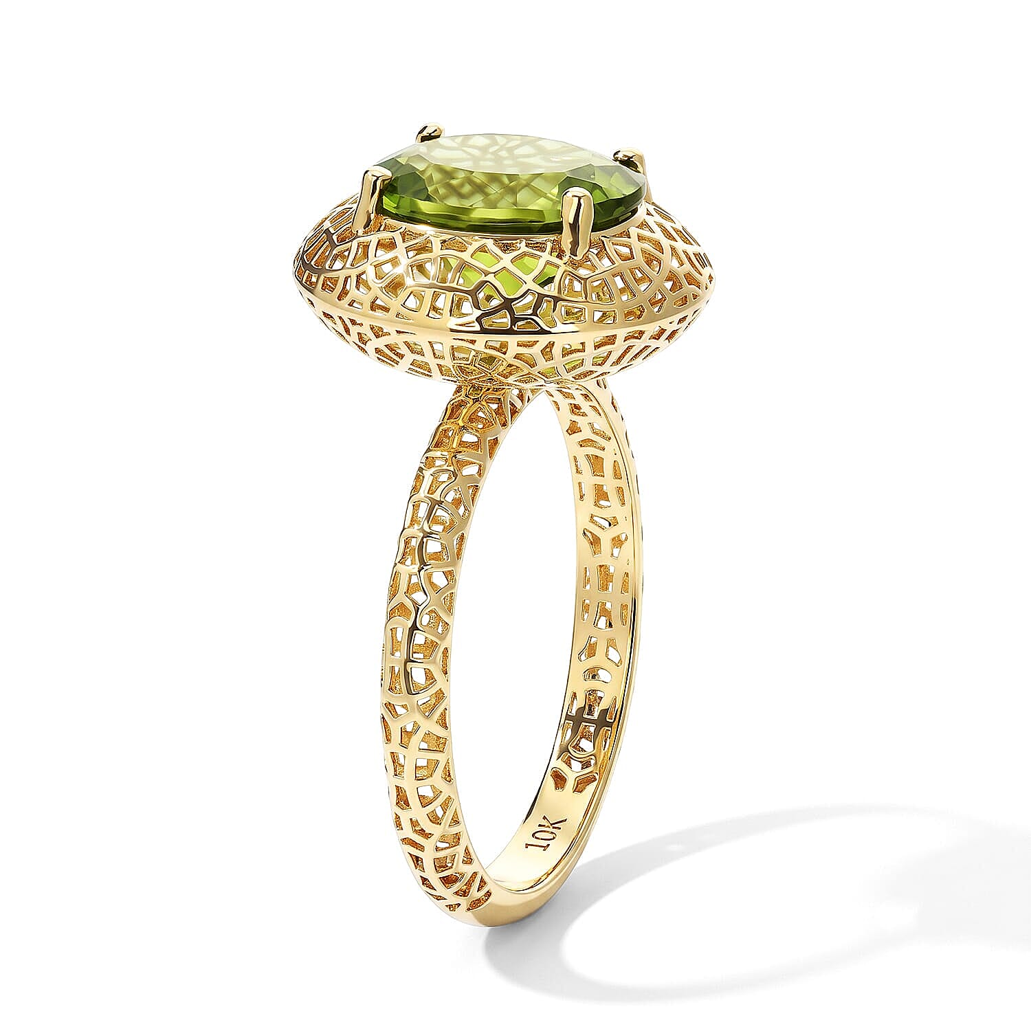 Mirage Collection AAA Hebei Peridot 2.70 ctw Verdant Crown Ring in 10K Yellow Gold (Size 6.0)