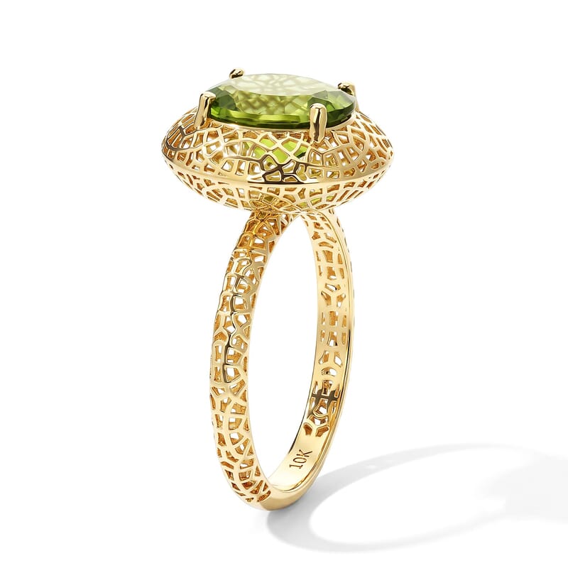 Mirage Collection AAA Hebei Peridot 2.70 ctw Verdant Crown Ring in 10K Yellow Gold (Size 6.0)
