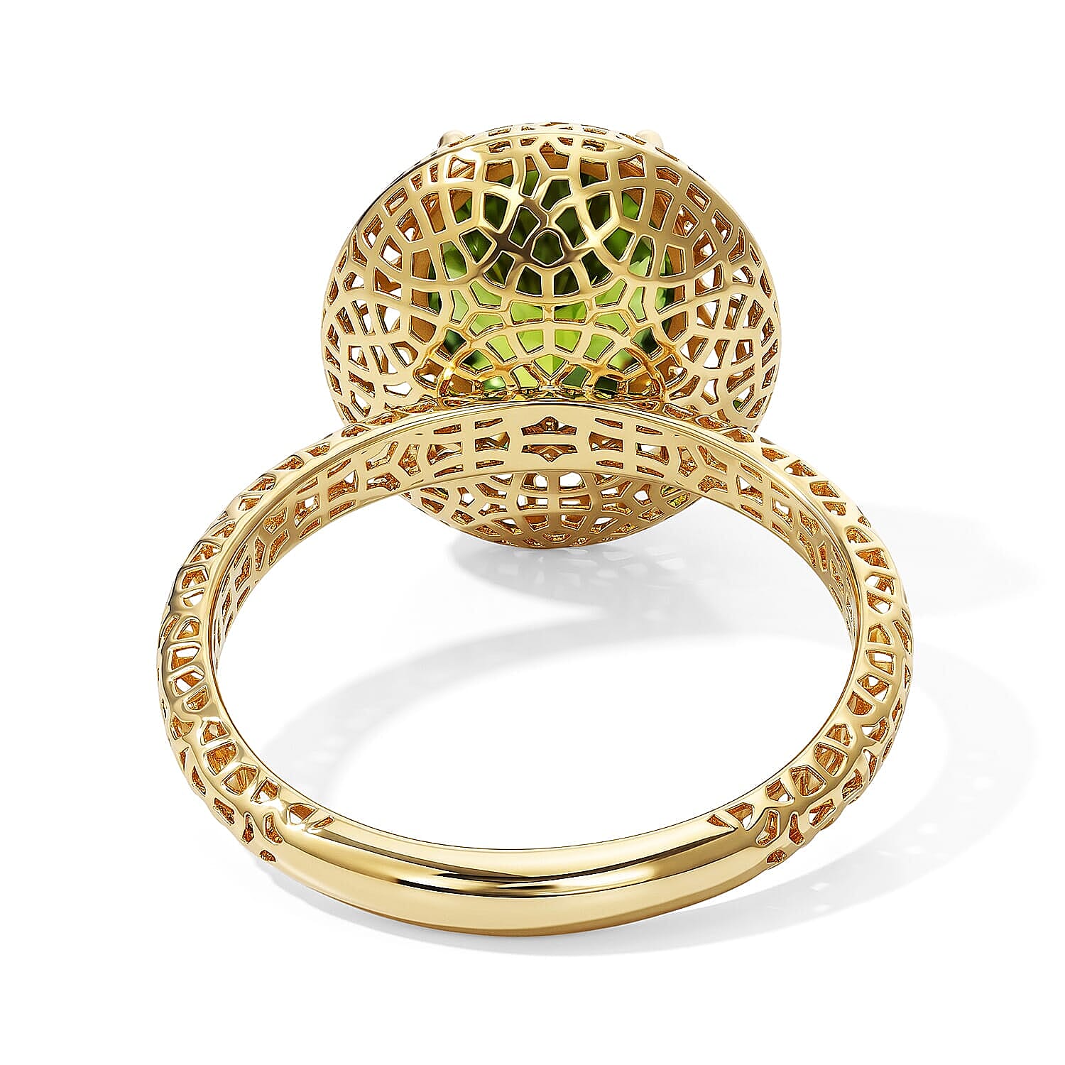 Mirage Collection AAA Hebei Peridot 2.70 ctw Verdant Crown Ring in 10K Yellow Gold (Size 6.0)