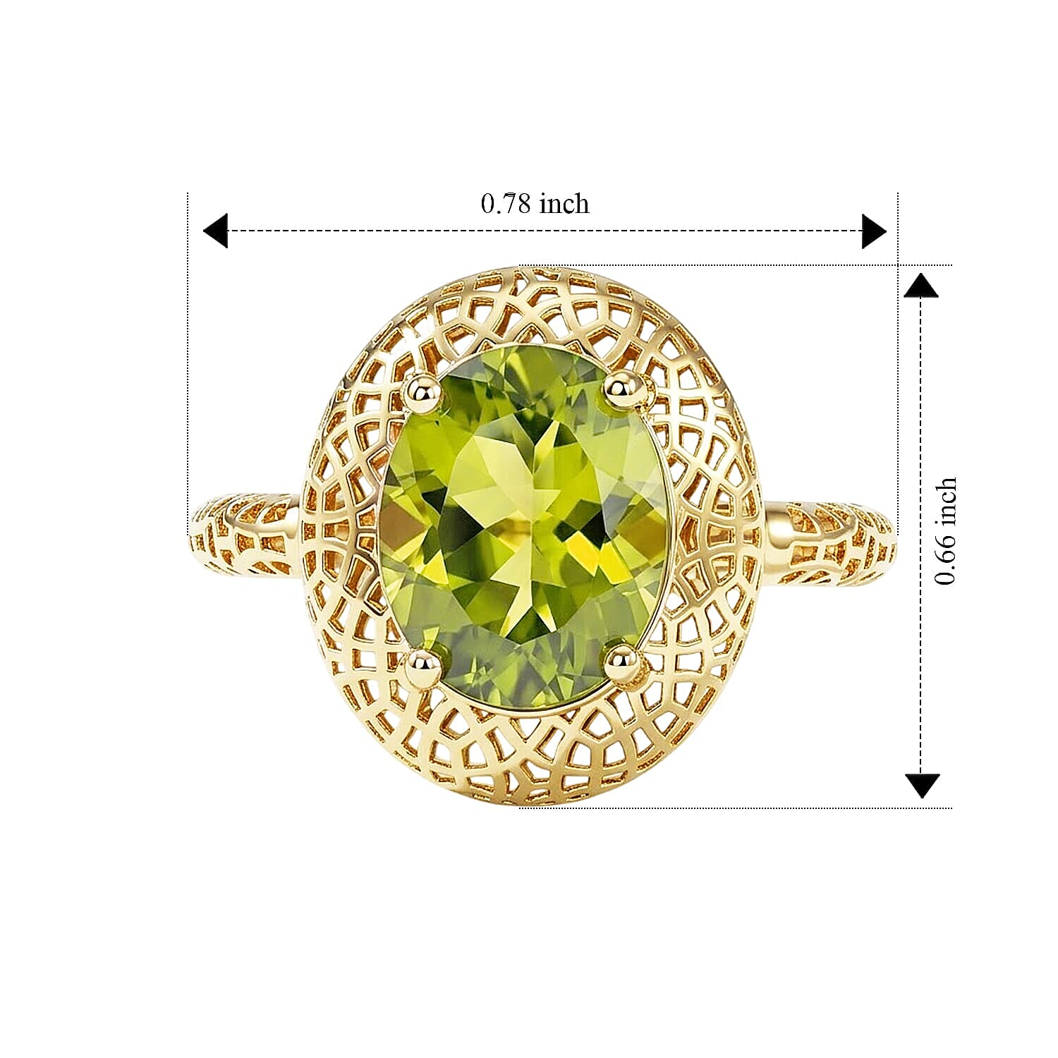 Mirage Collection AAA Hebei Peridot 2.70 ctw Verdant Crown Ring in 10K Yellow Gold (Size 6.0)