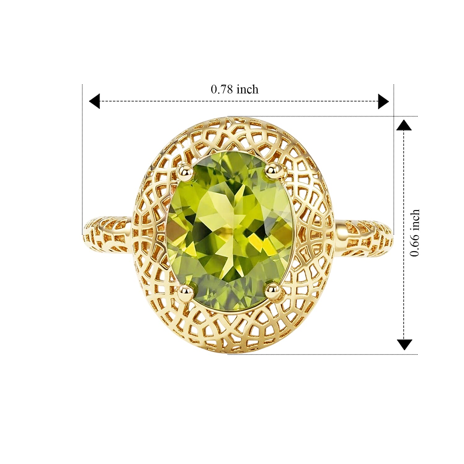 Mirage Collection AAA Hebei Peridot 2.70 ctw Verdant Crown Ring in 10K Yellow Gold (Size 7.0)