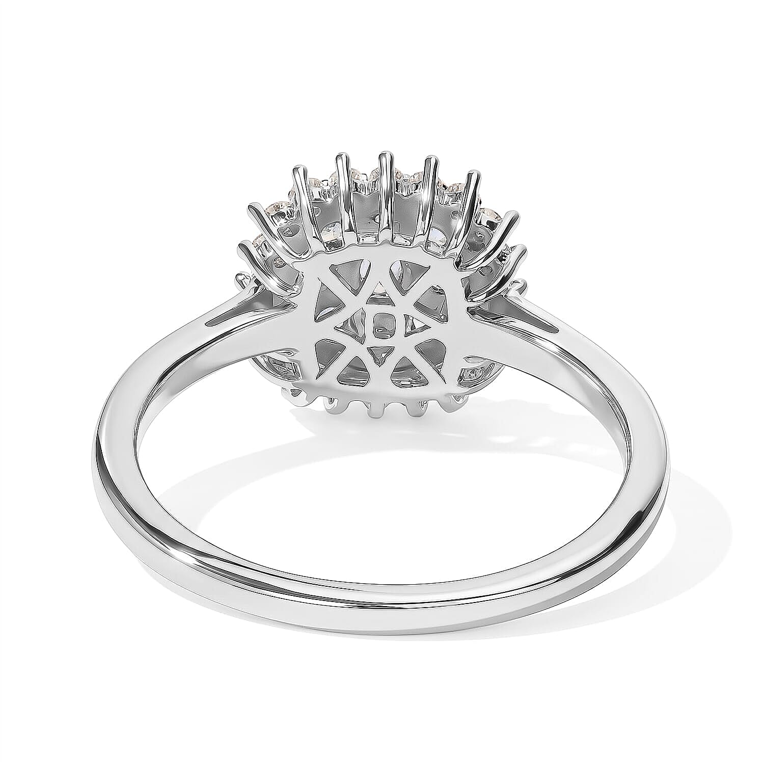 D'Joy Montana Sapphire and Moissanite 1.15 ctw Rockies Grand Mosaic Ring in Rhodium Over Sterling Silver (Size 5.0)