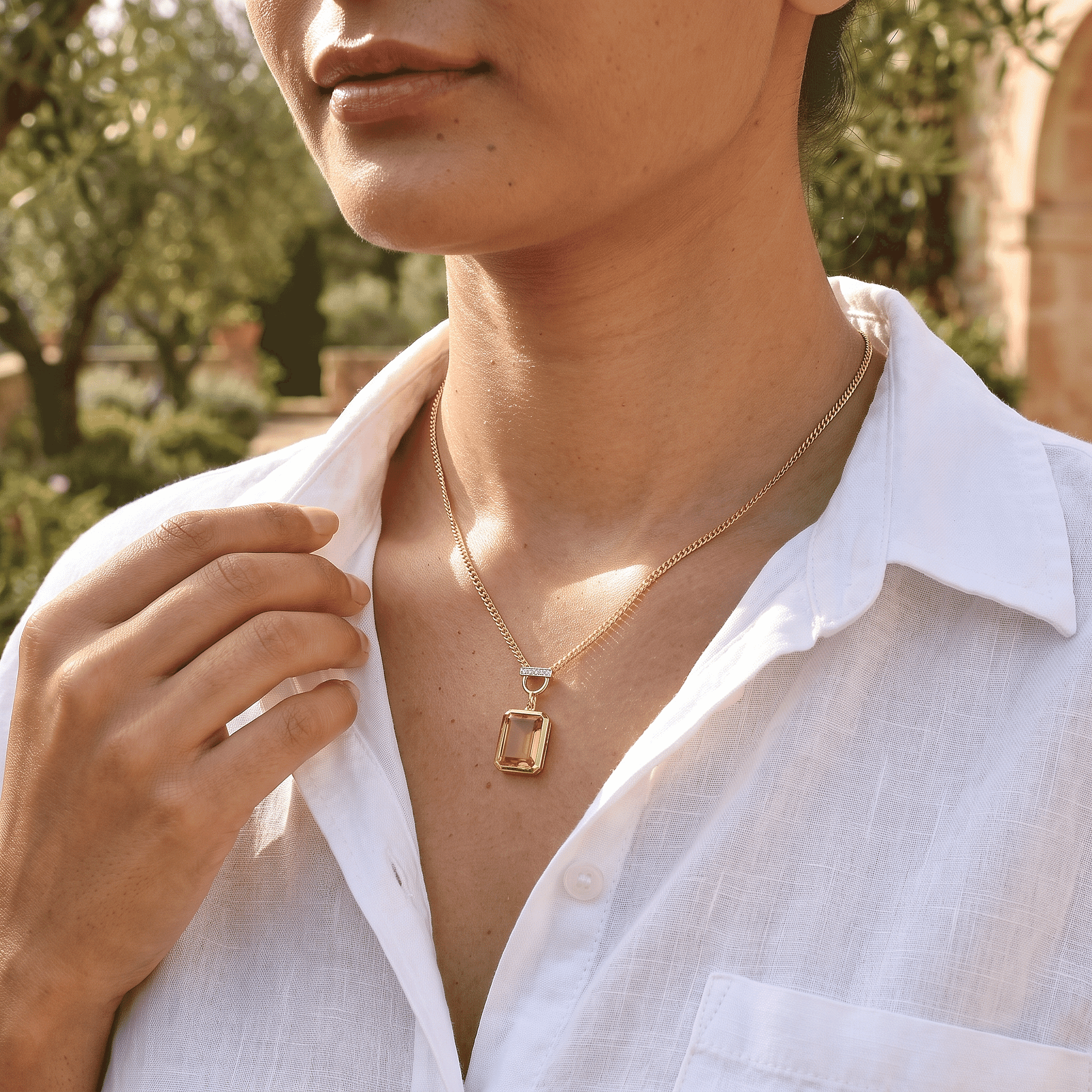 Premium Brazilian Citrine and White Zircon 5.65 ctw Necklace in 18K Vermeil Yellow Gold Over Sterling Silver 18 Inches
